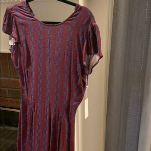 Reformation Gavin Blue and Purple Midi Dress size 10 Brqnd new with tags